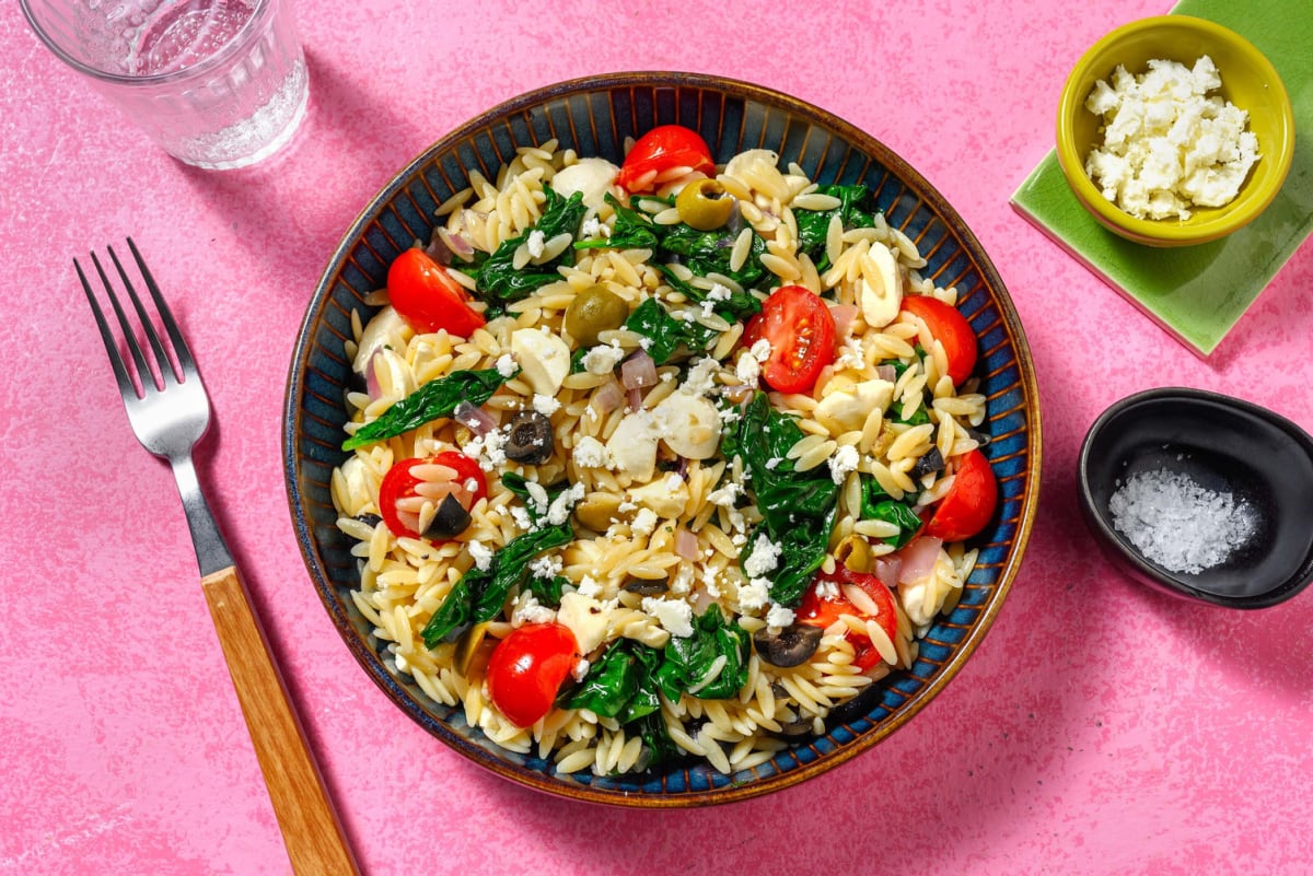 Mediterranean Orzo and Chicken Tenders Salad