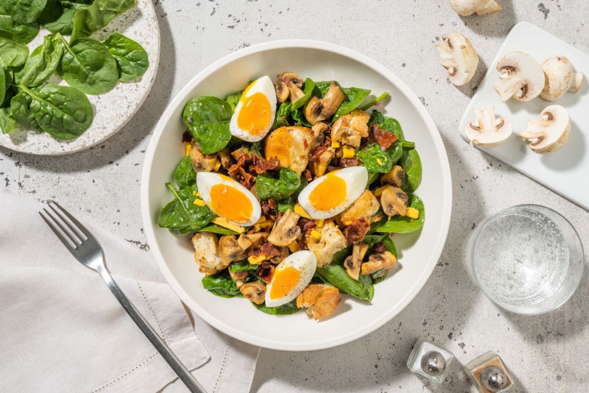 Smart Bacon and Egg Spinach Salad