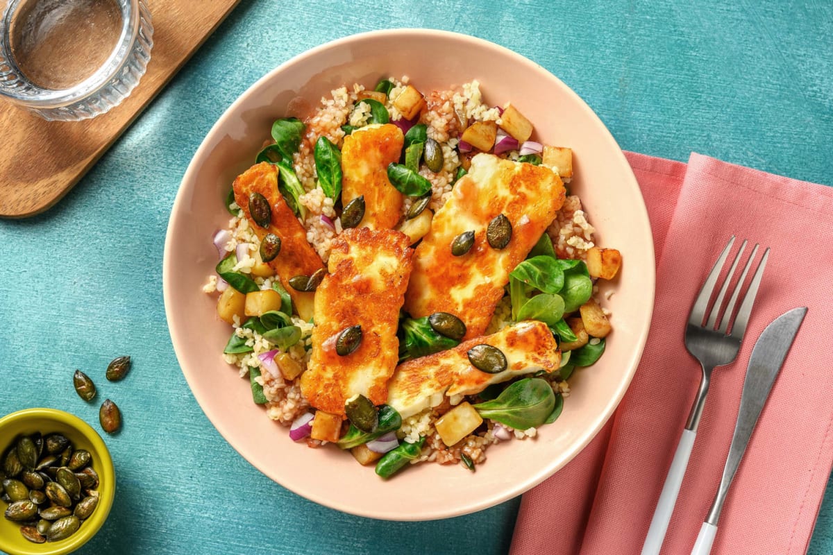 Maaltijdsalade met bulgur en halloumi