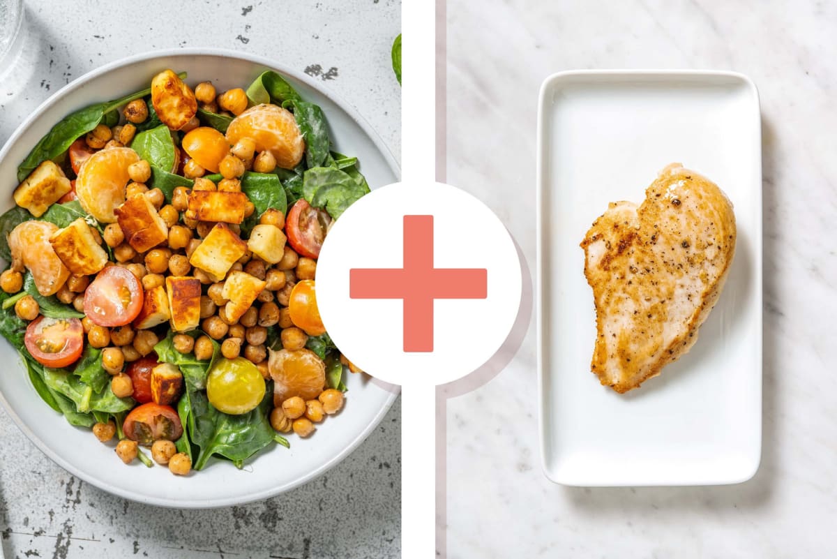 Carb Smart Crispy Chickpea Paneer and Chicken Salad