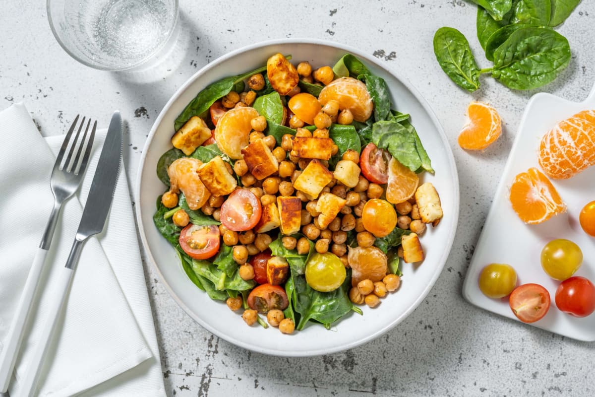 Salade de pois chiches croustillants et de paneer