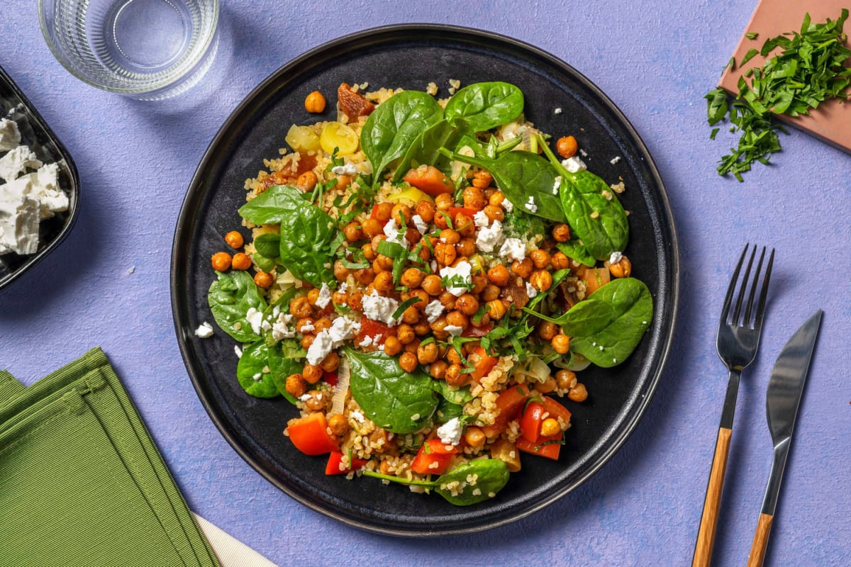 Roasted Chickpea, Chicken and Bulgur Salad