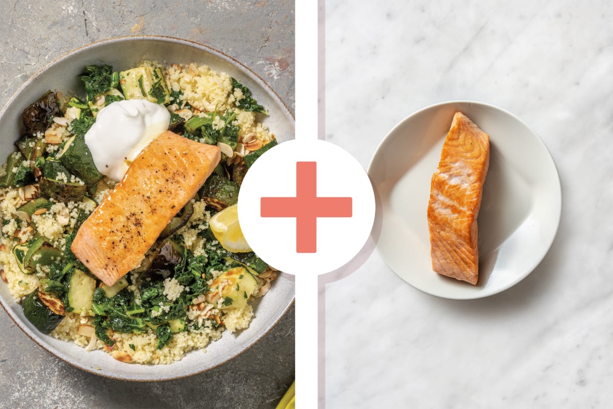 Double Seared Salmon & CapsicumKale Couscous Recipe HelloFresh