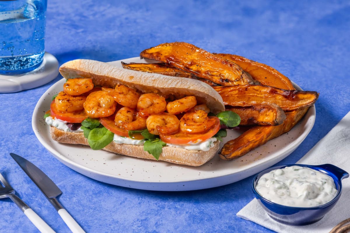 Buffalo-Tossed Double Shrimp Sandwiches