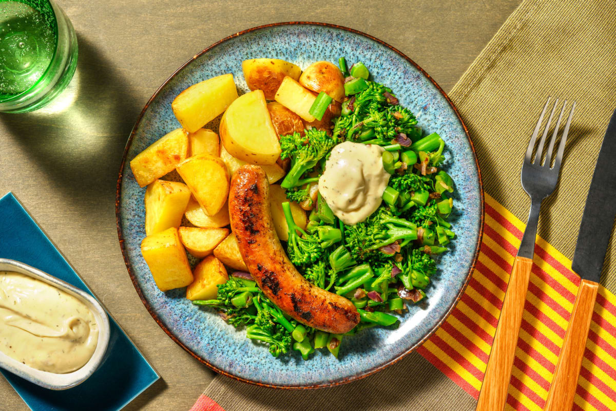 Saucisse fermière et pommes de terre sautées 