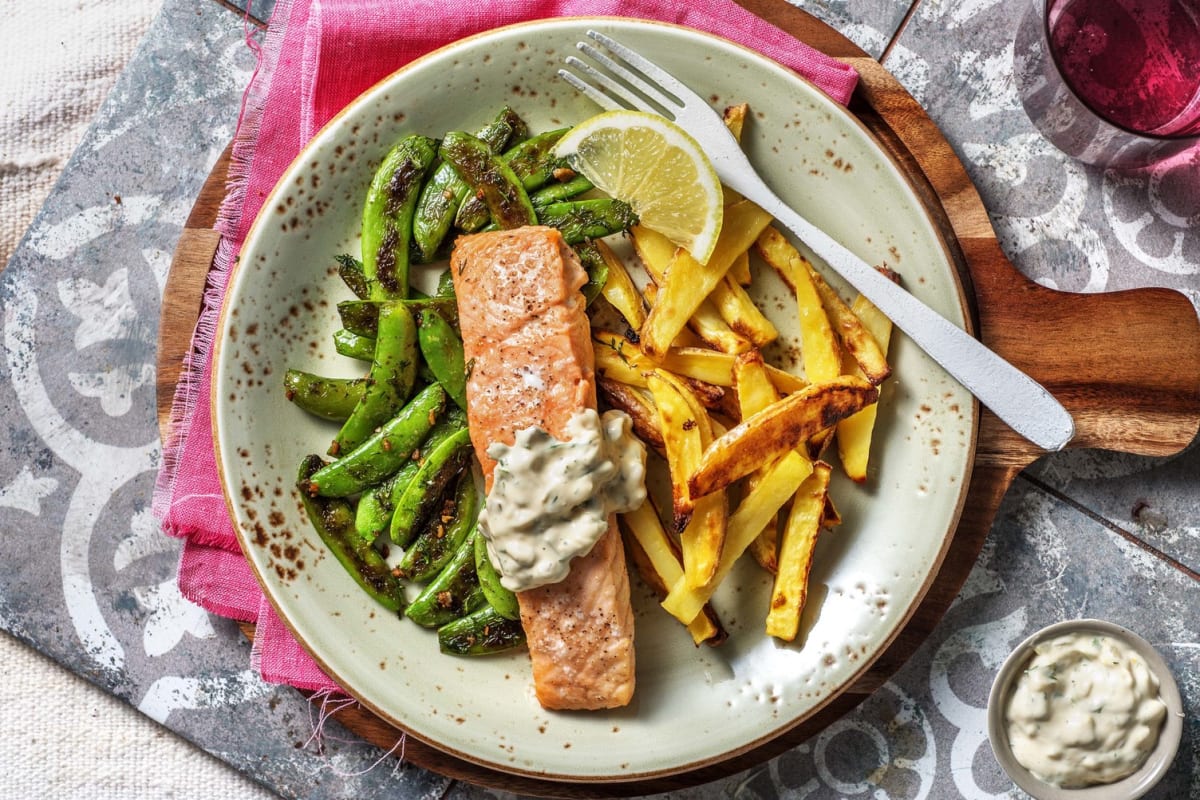 Baked Salmon and Chips