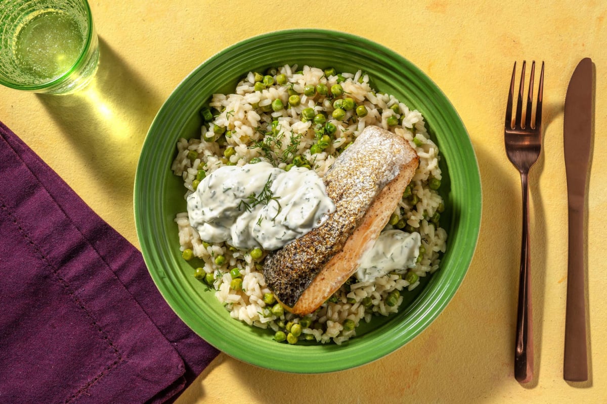 Roasted Salmon and Lemon-Dill Risotto