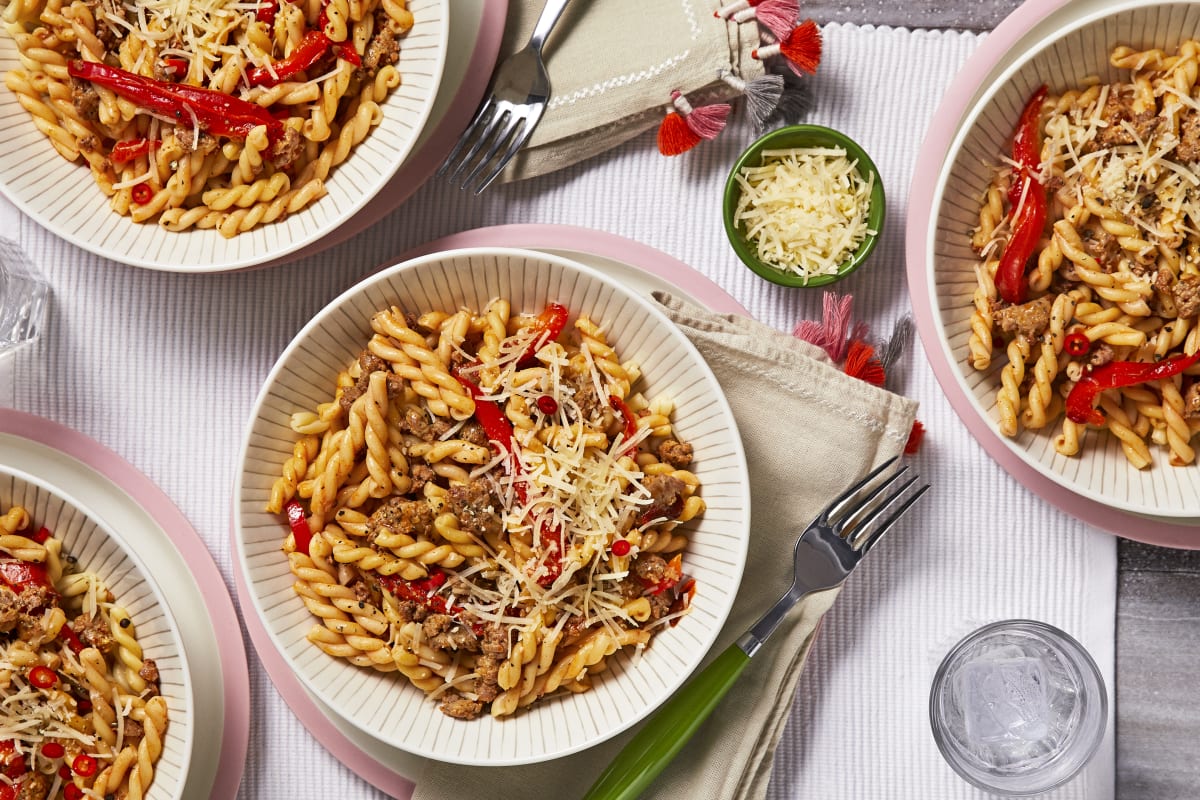 Sausage and Roasted Red Pepper Pasta