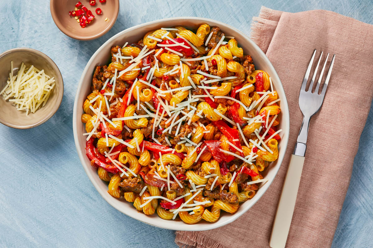 Sausage & Roasted Bell Pepper Pasta