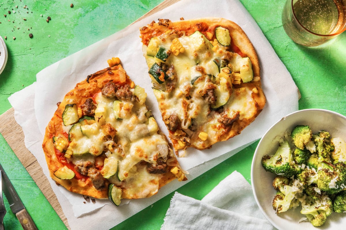 Sausage and Zucchini Pizzas