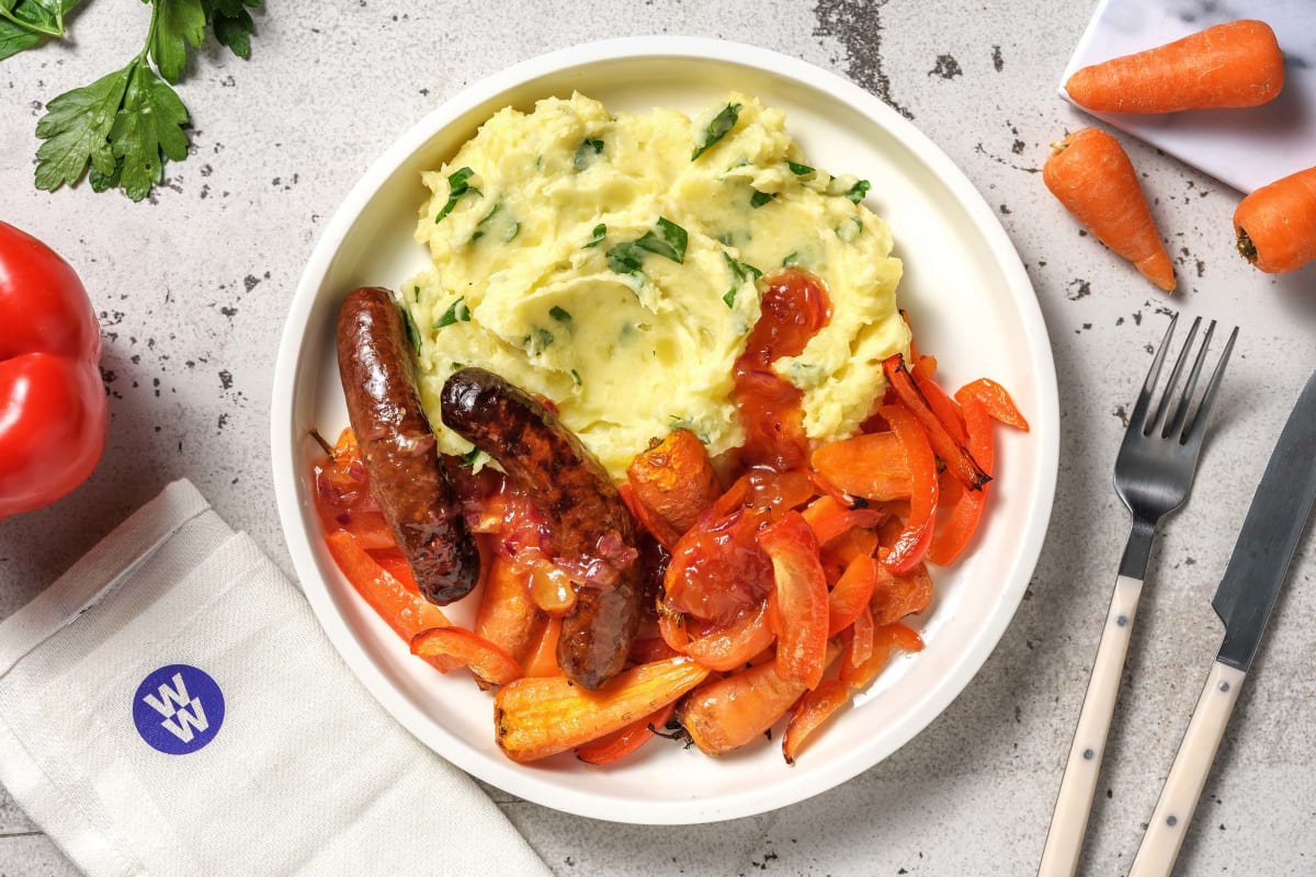 Sausages and Parsley Mash