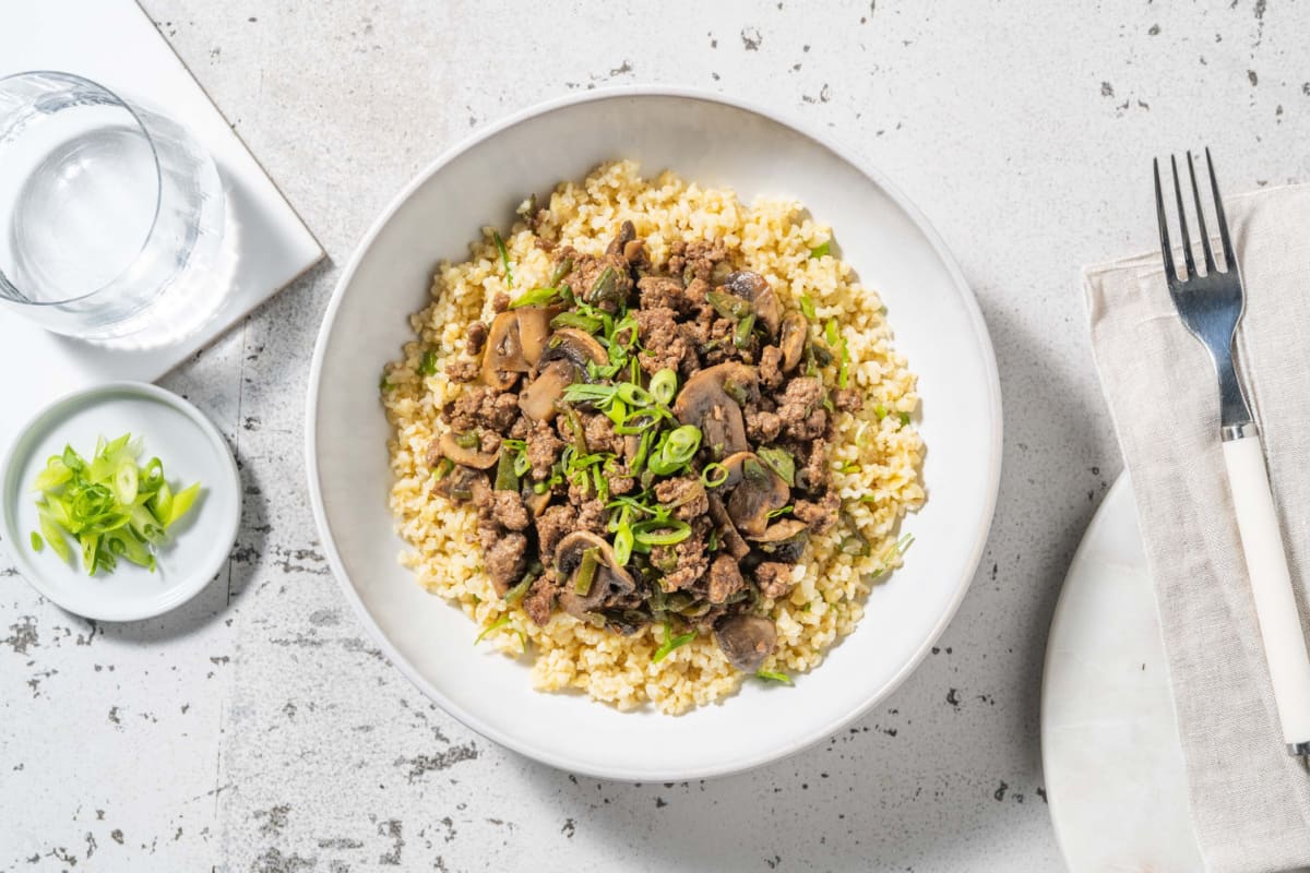 Carb Smart Ground Beef and Mushroom Stir-Fry