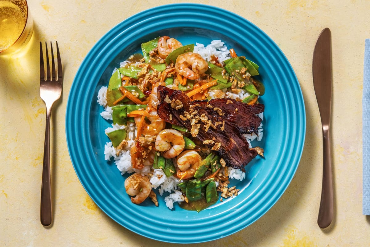 Sauté de crevettes au gingembre