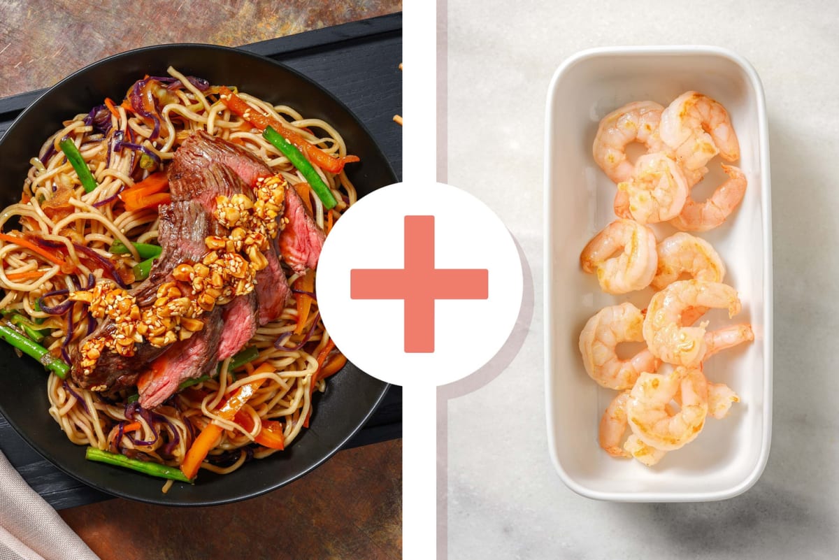 Umami Steak and Shrimp Noodle Stir-Fry