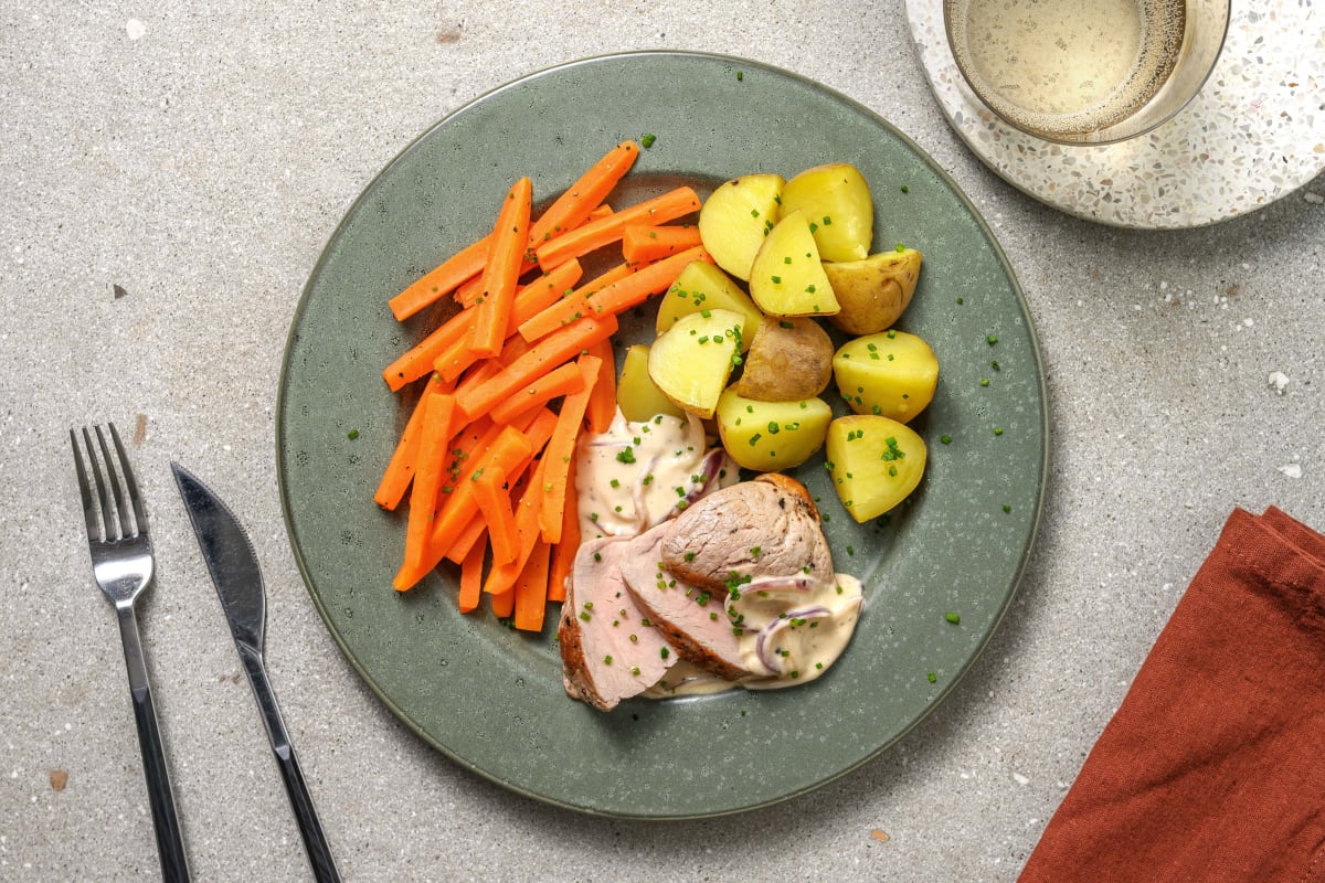 Schweinemedaillons mit Honig-Karotten