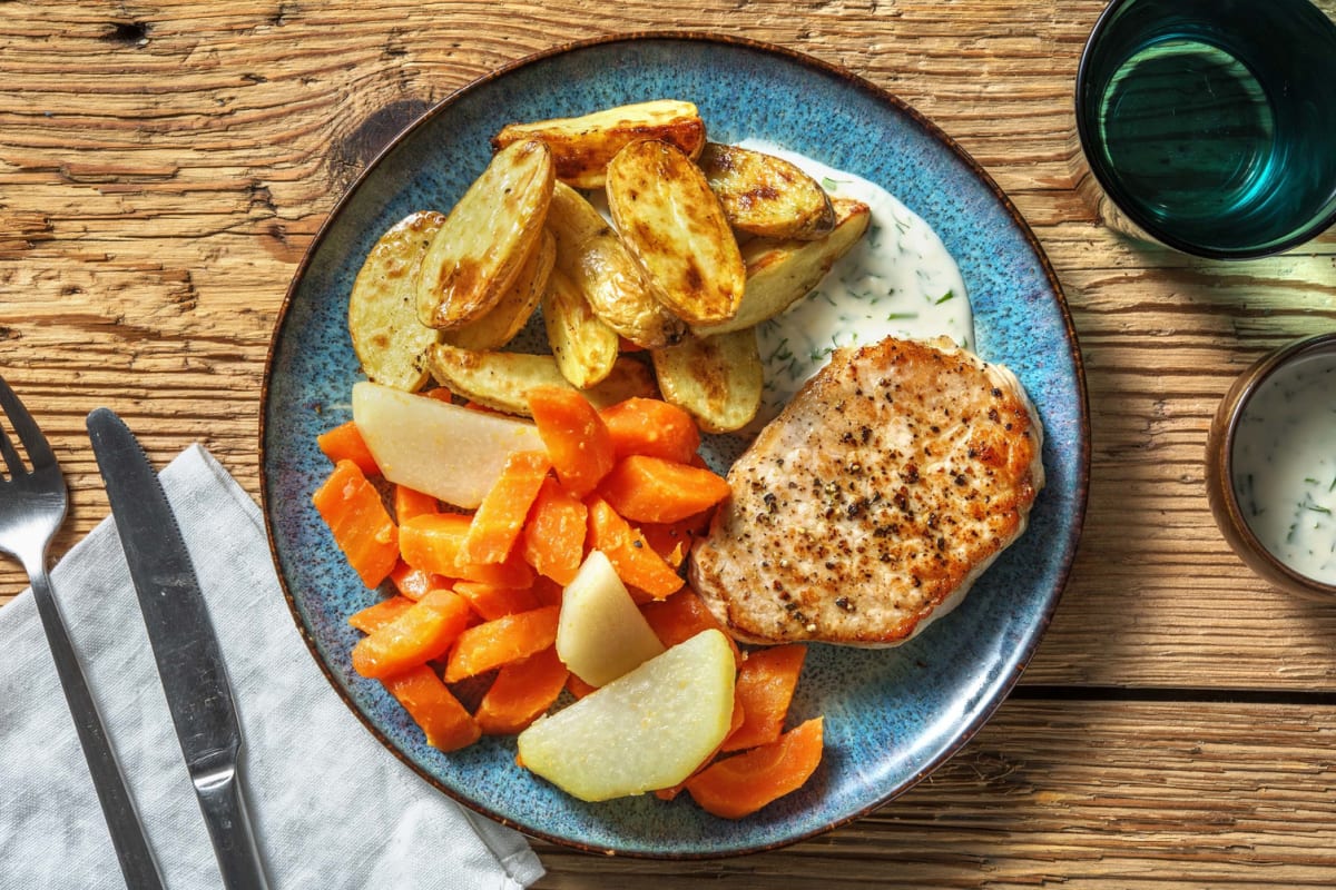 Schweinsnierstück mit Kohlrabigemüse