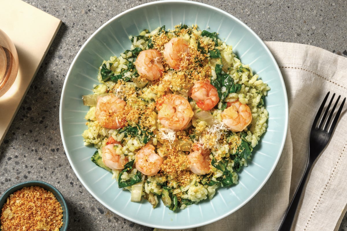 Seared Prawns & Baked Zucchini Risotto