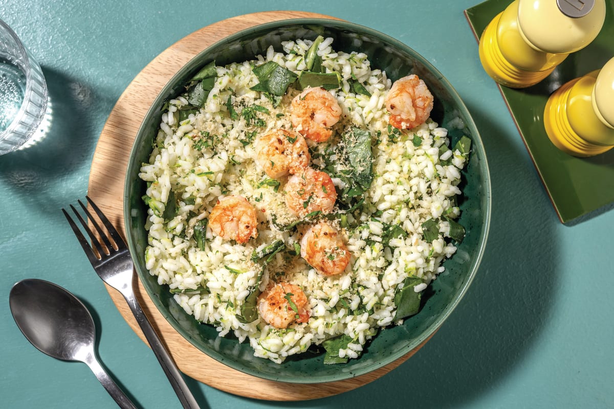 Seared Prawns & Baked Zucchini Risotto