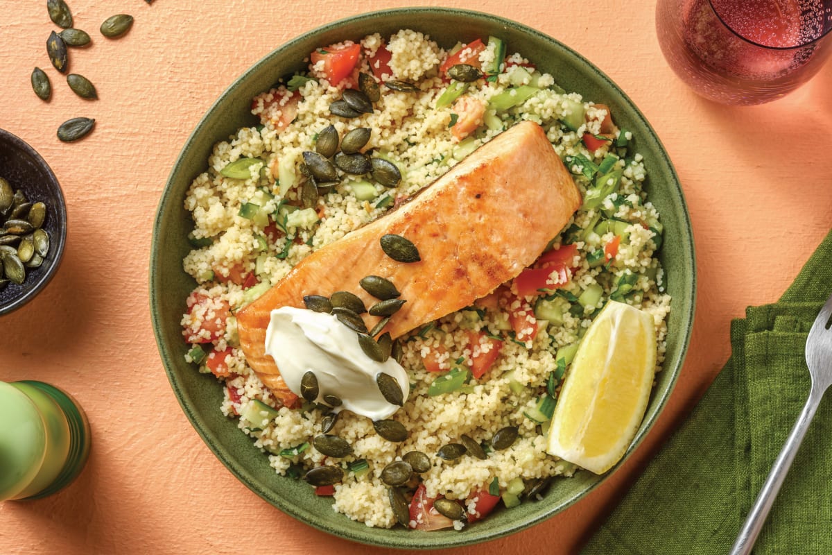 Seared Honey Salmon & Couscous Tabbouleh