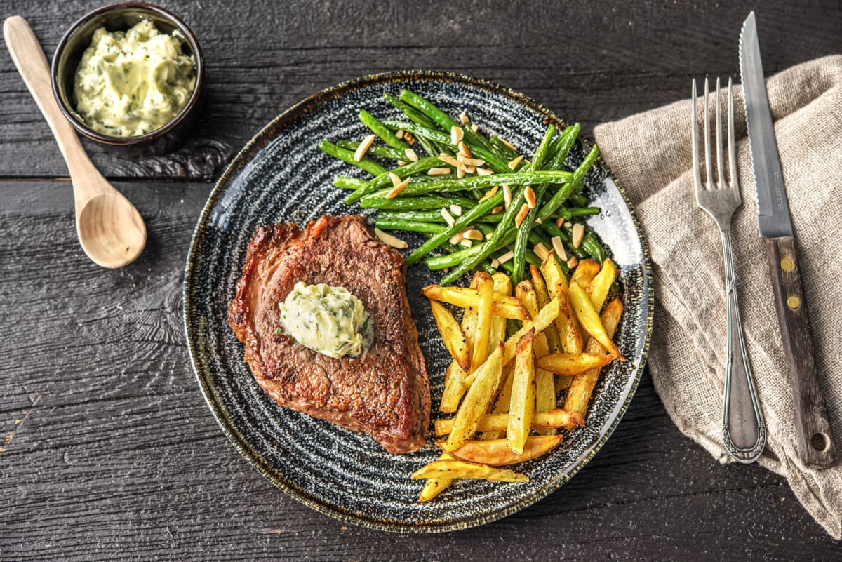 Seared Steak and Homemade Baked Fries