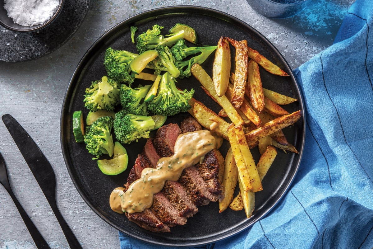 Seared Steak & Creamy Parmesan Sauce