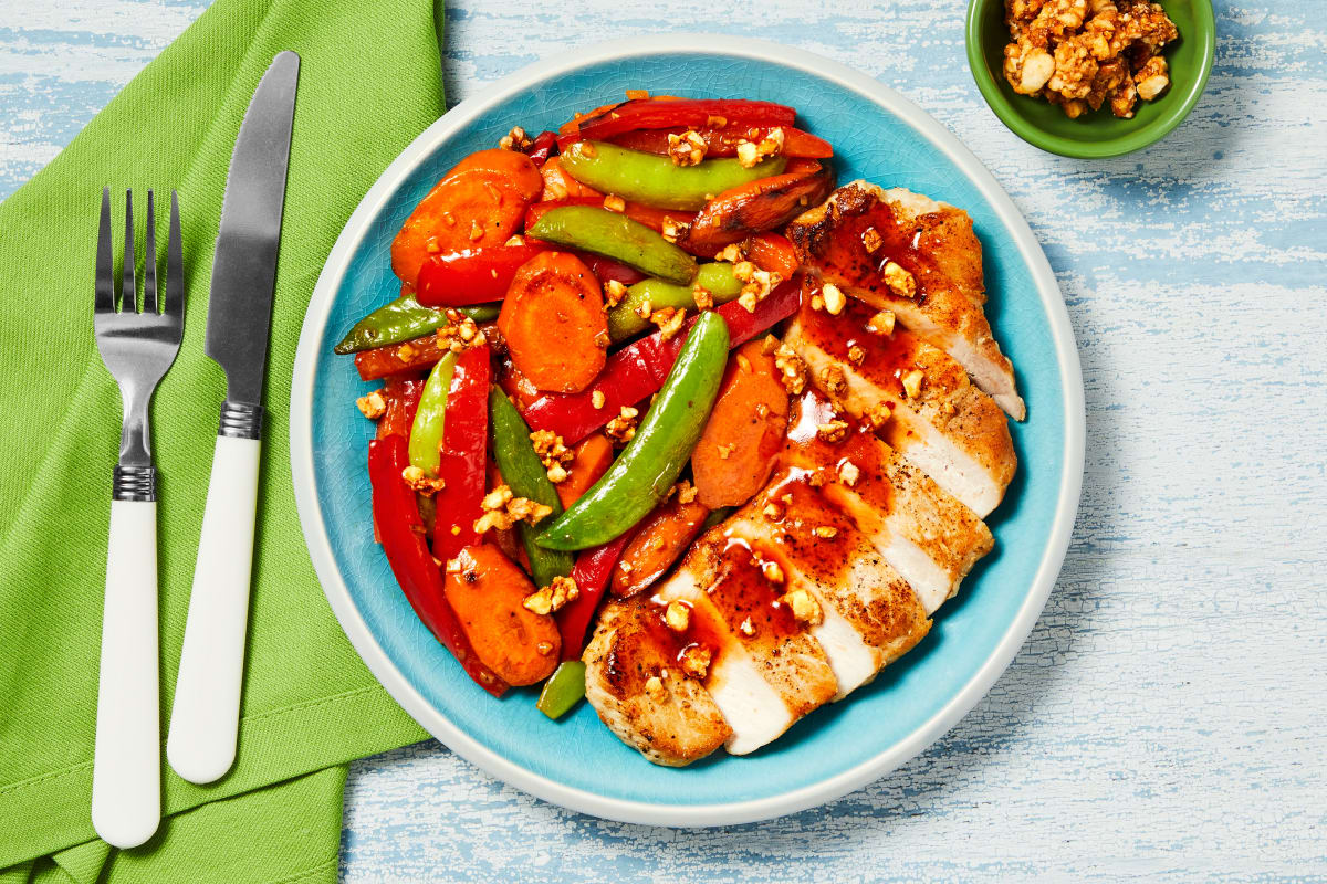 Sesame Chili Pork Chops & Veggie Stir-Fry