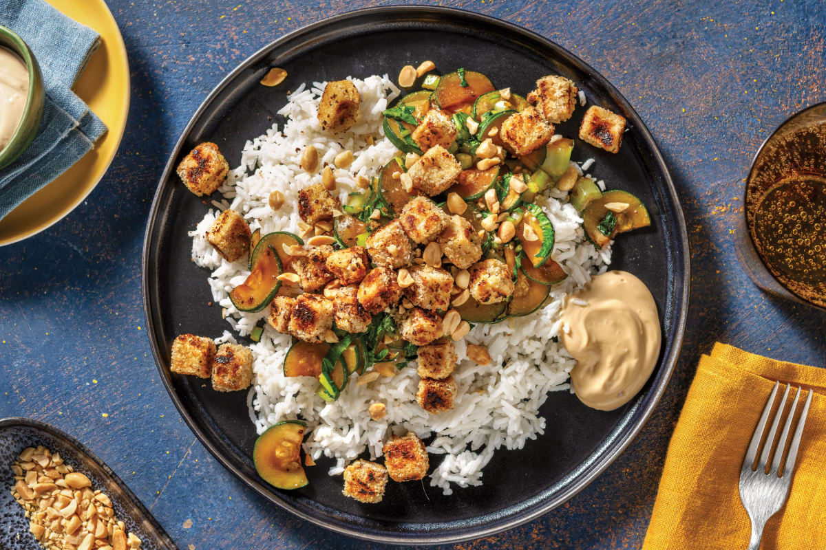 Sesame-Crumbed Tofu & Soy Veggies