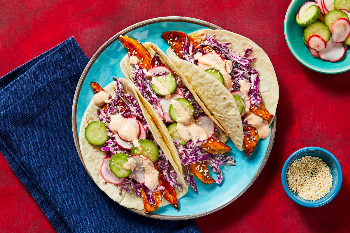 Sesame Glazed Sweet Potato Tacos