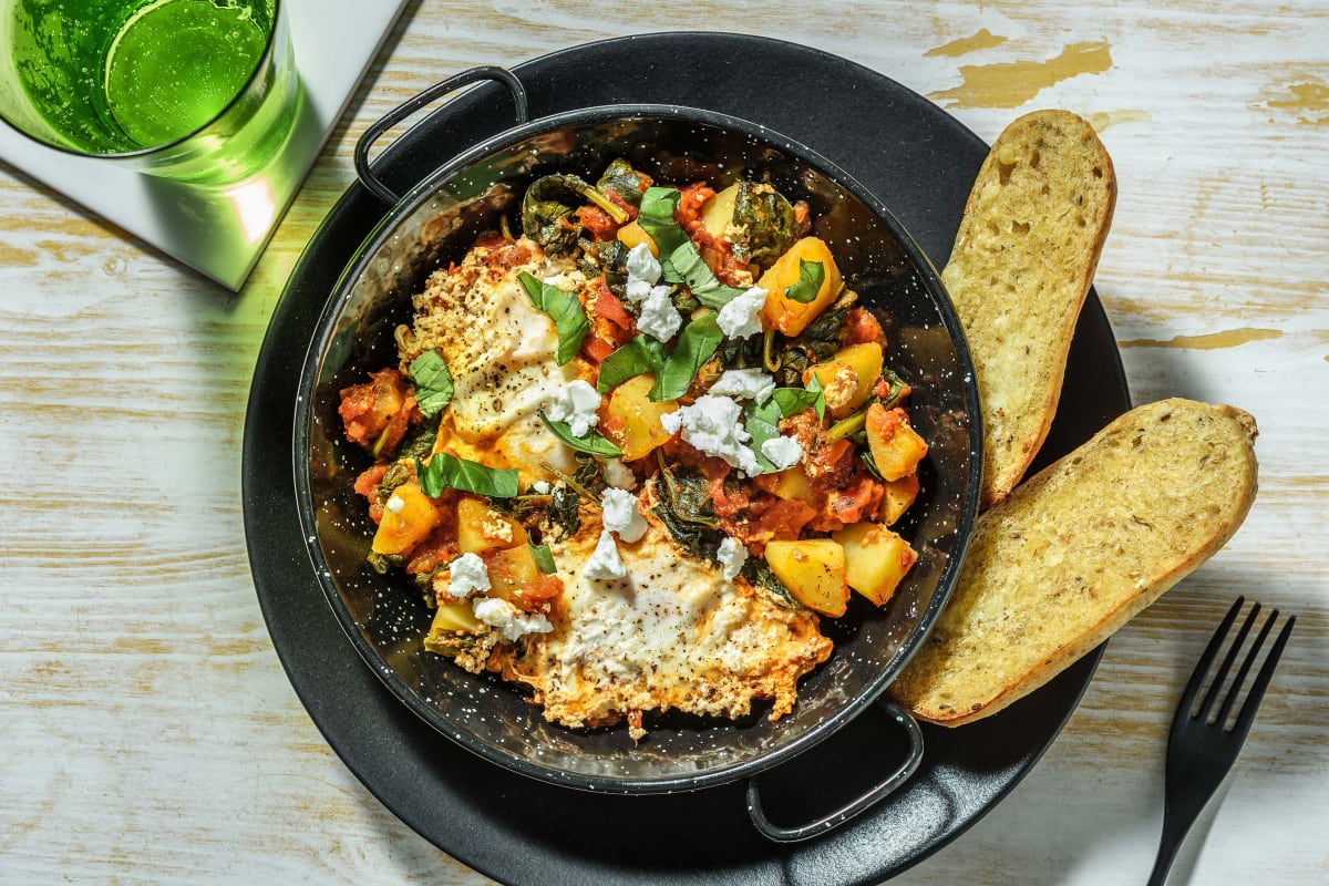 Shakshuka met aardappel en Italiaanse kruiden