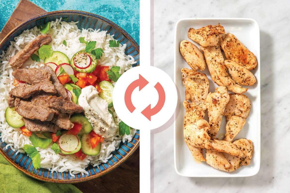 Shawarma-Style Chicken & Garlic Rice Bowl