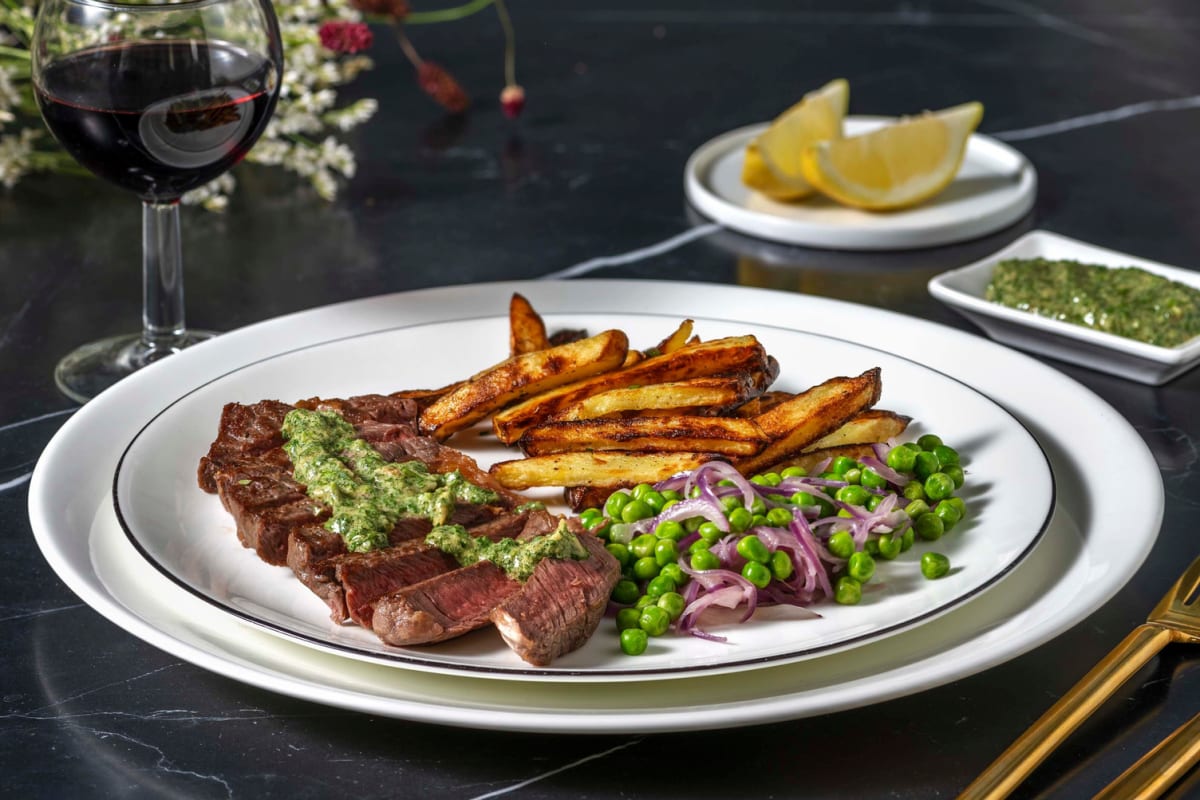 Sirloin Steak and Tarragon Salsa Verde
