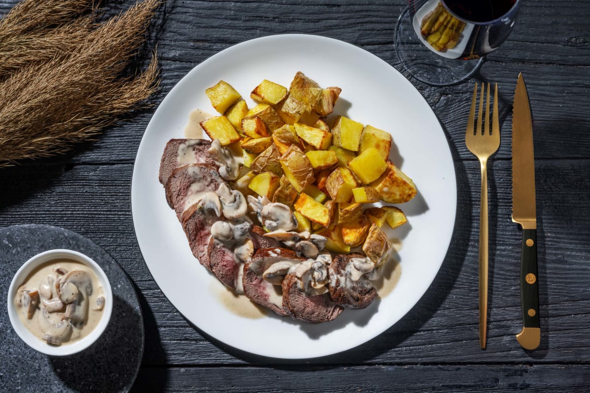 Sirloin Steak and Truffled Mushroom Sauce