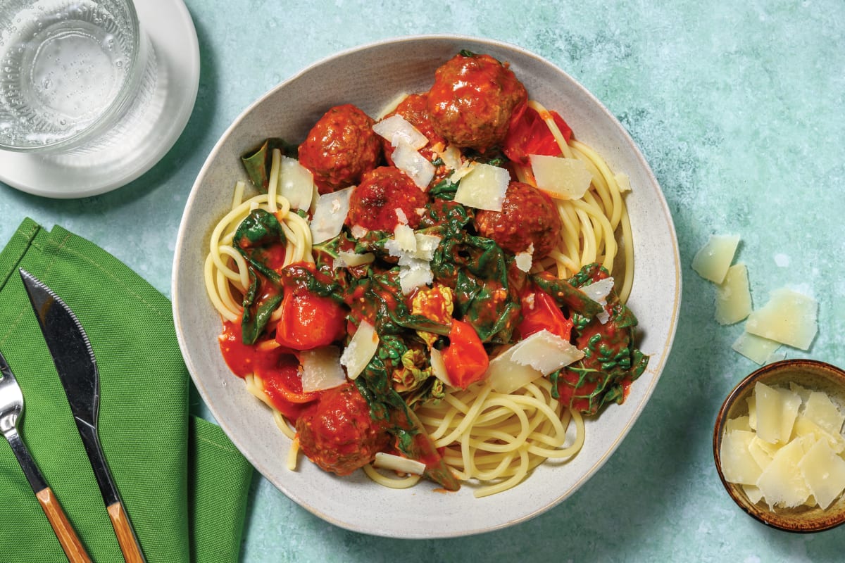 Slow-Cooked Beef Meatballs & Supergreens