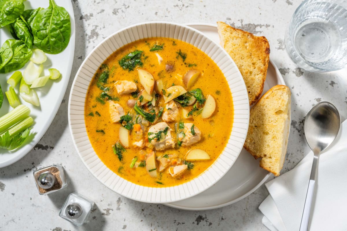 Soupe crémeuse au poulet double à la toscane