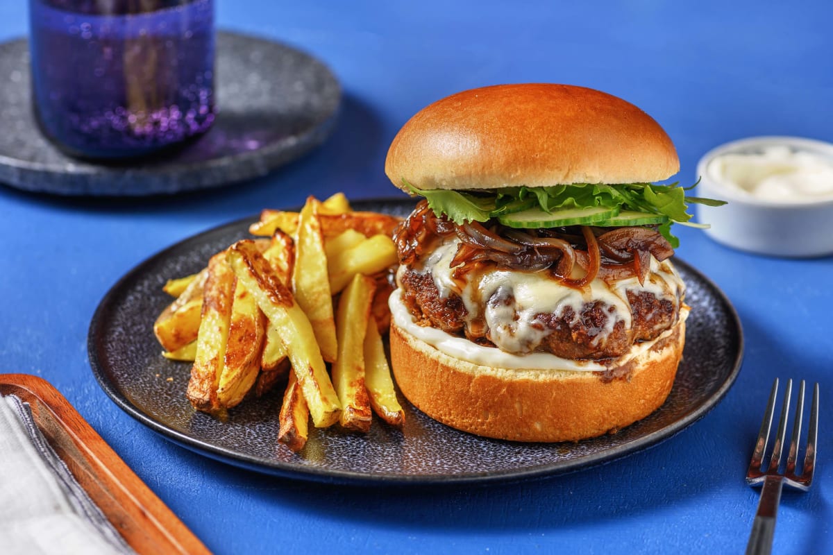 Smokey Beef Cheeseburger &amp; Fries Recipe | HelloFresh