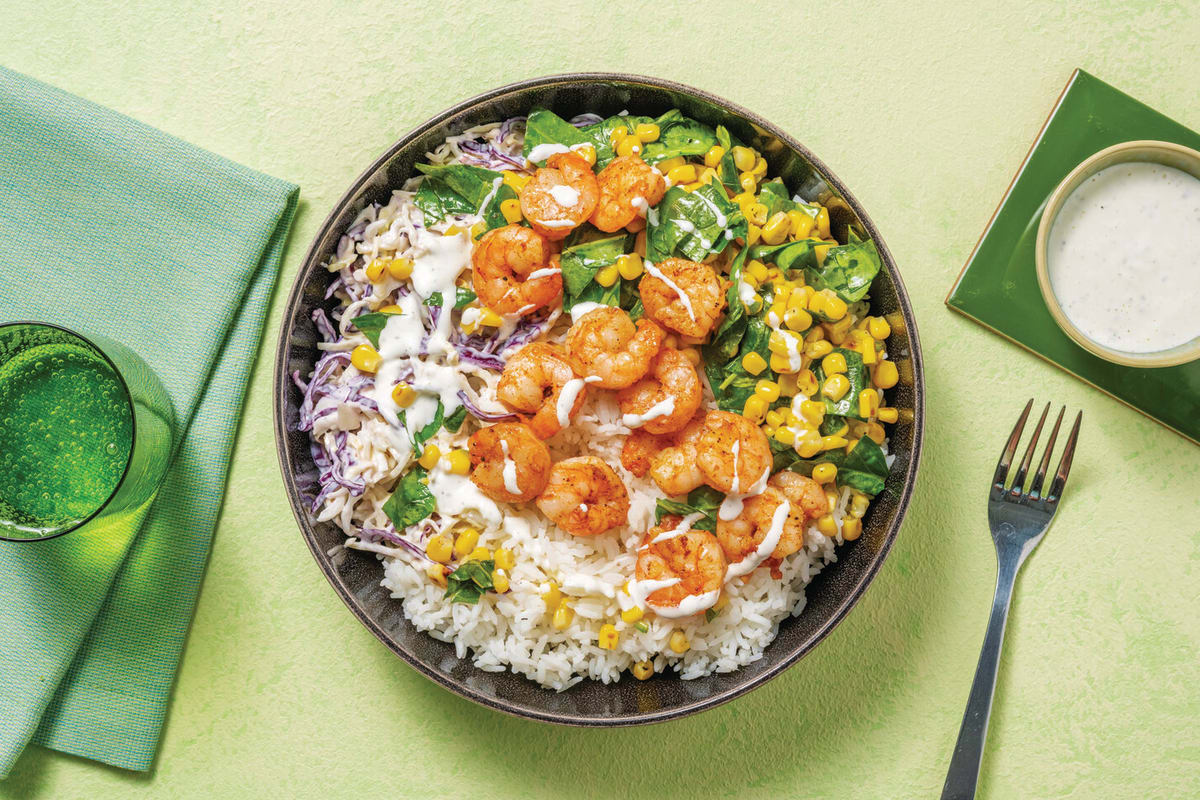 American-Spiced Prawns & Garlic Rice