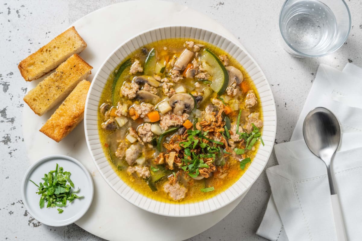 Soupe au porc et aux champignons