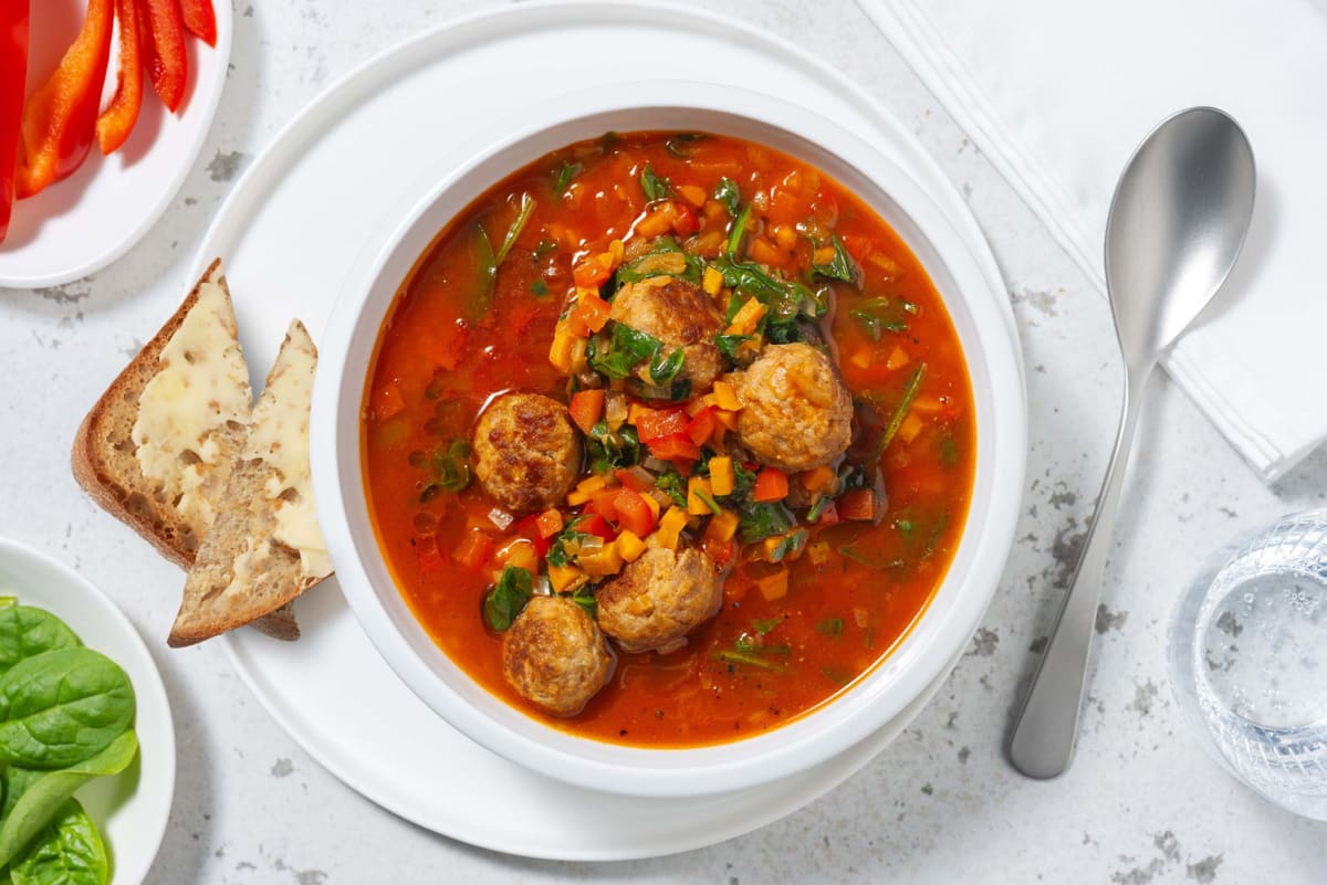 Soupe de boulettes de dinde et de légumes