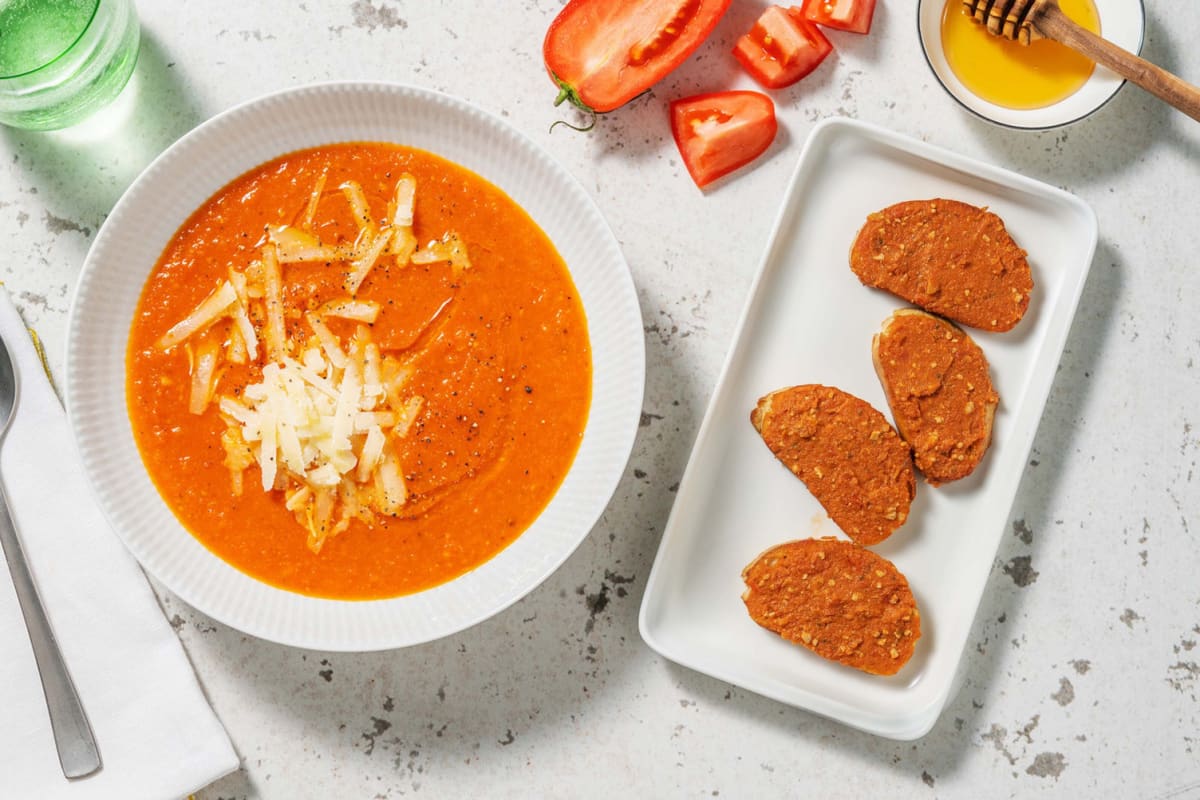 Soupe de tomate et bruschette