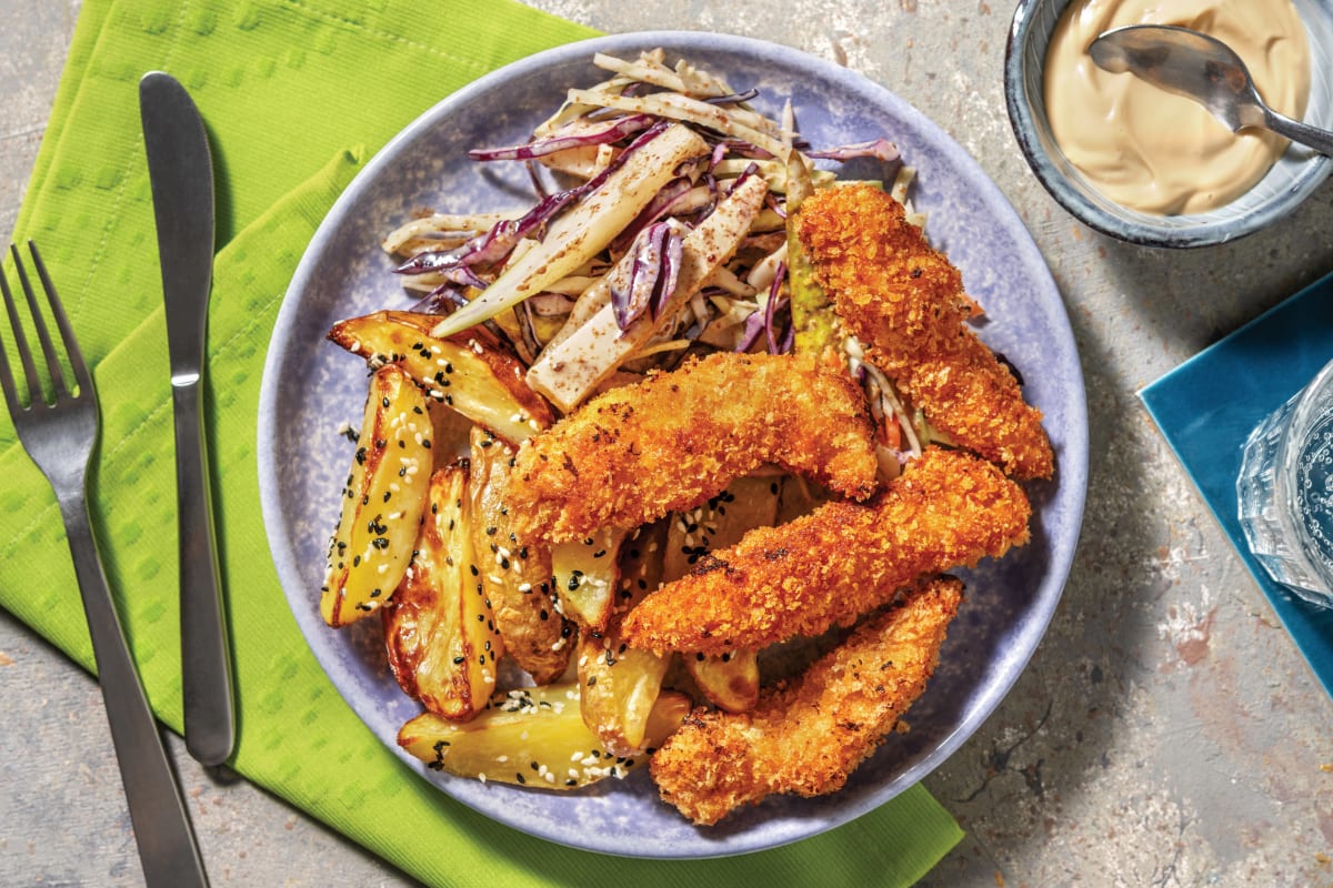 Southeast Asian Crumbed Chicken & Sesame Wedges