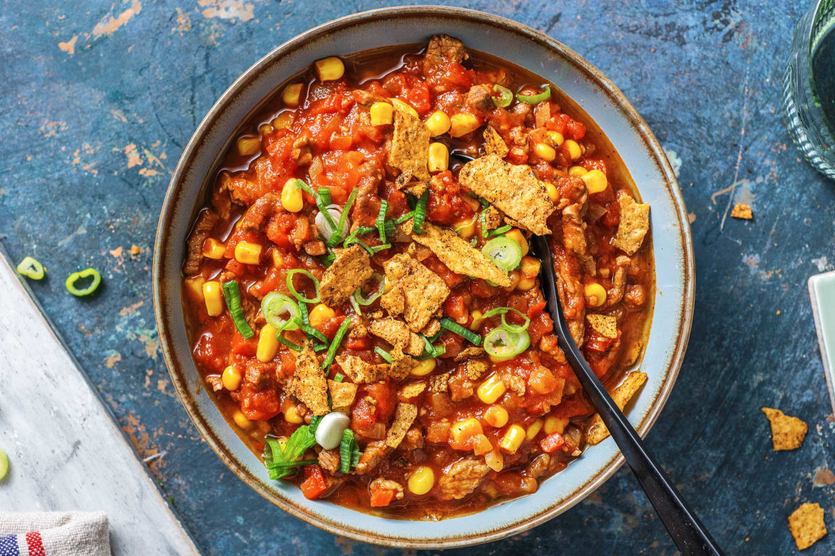 Southwest-Style Beef and Peppers Chili