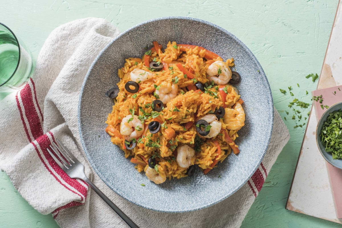 Plat de riz aux crevettes à l’espagnole