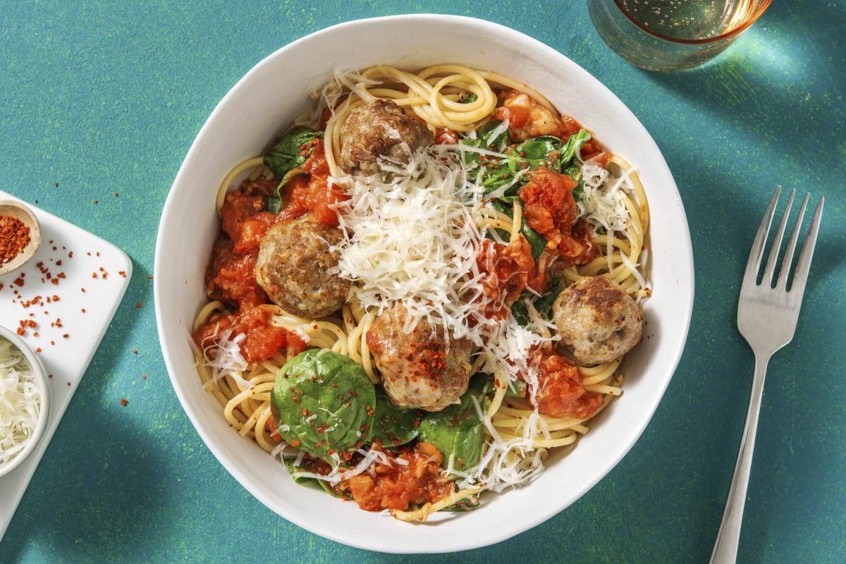 Spaghetti and Italian Sausage Meatballs