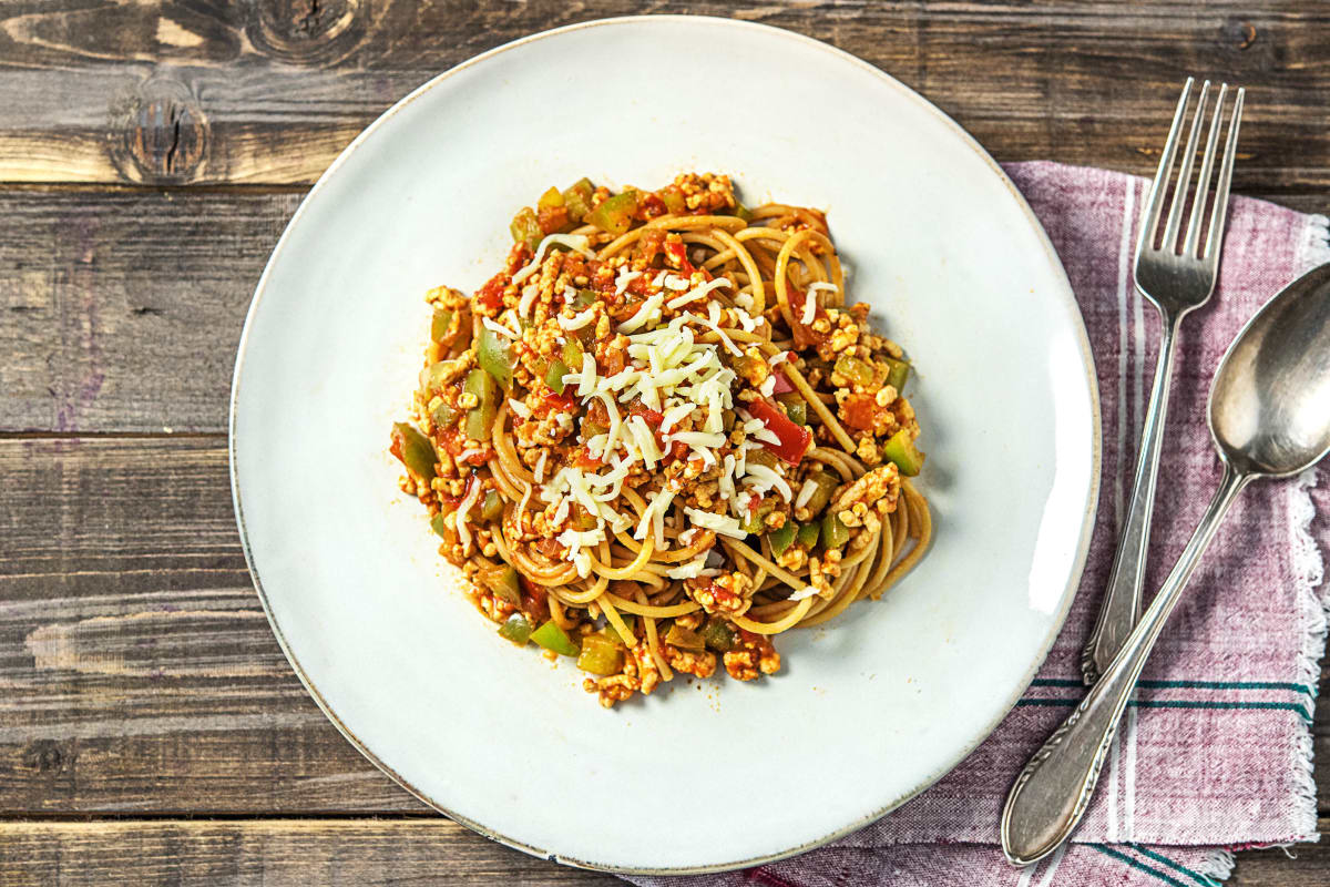 Spaghetti bolognese met kipgehakt