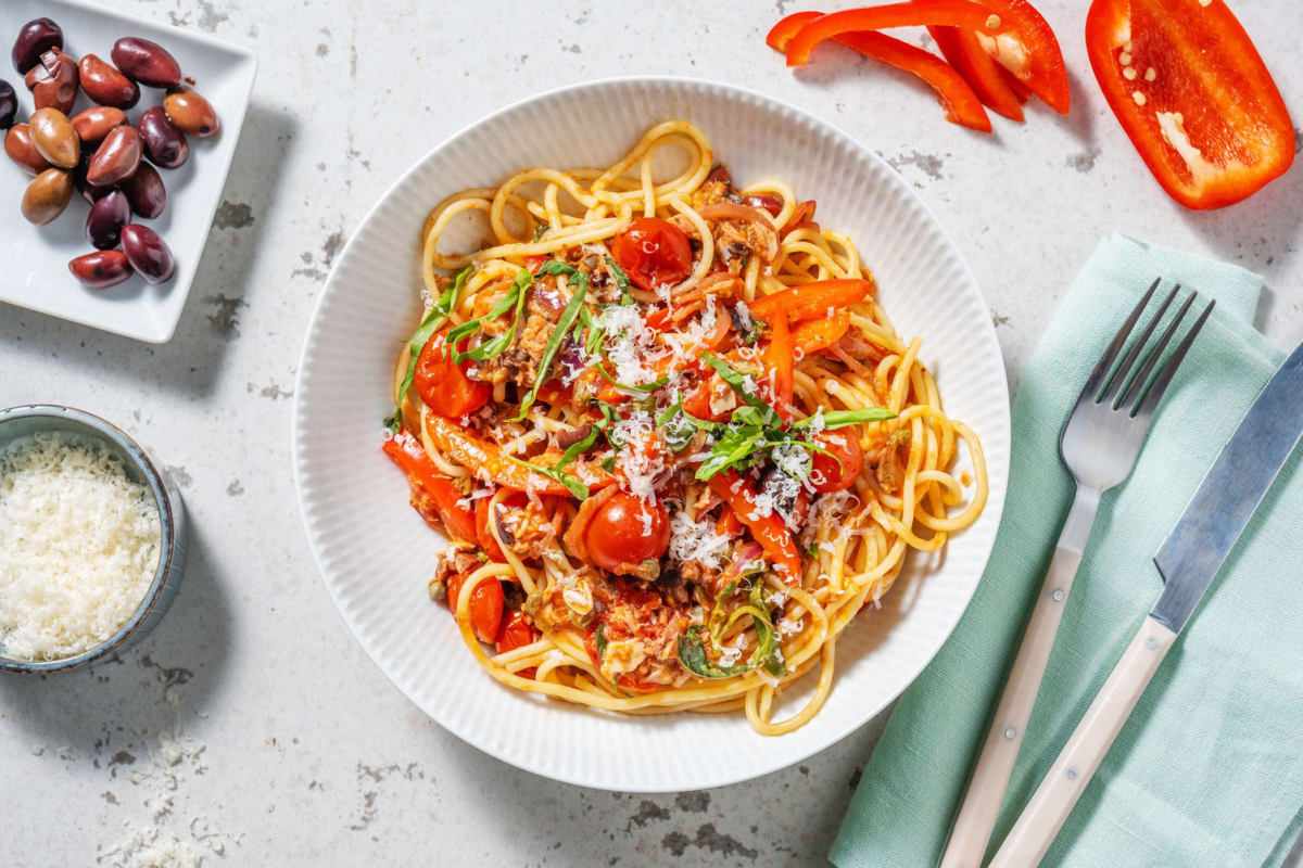 Spaghetti en sauce tomate au thon