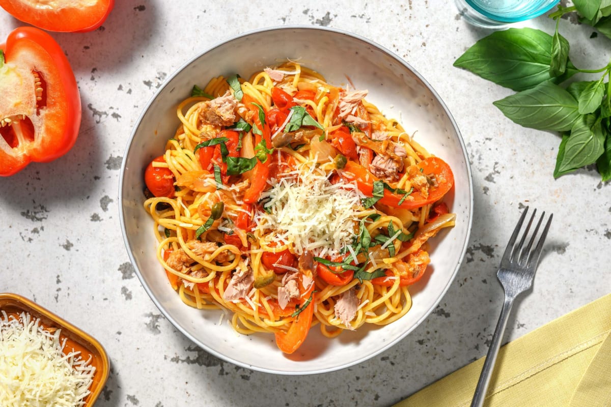 Spaghetti in tonijn-tomatensaus
