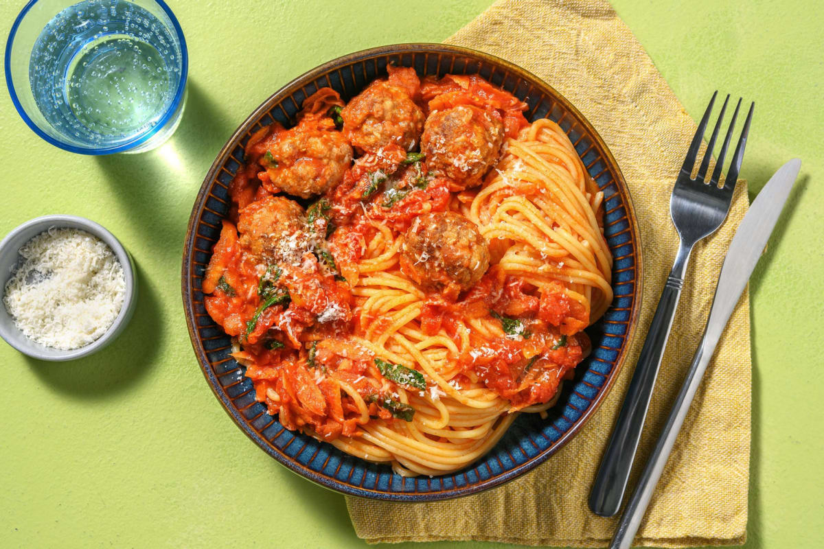 spaghettis aux boulettes de boeuf : Recette de spaghettis aux boulettes de  boeuf