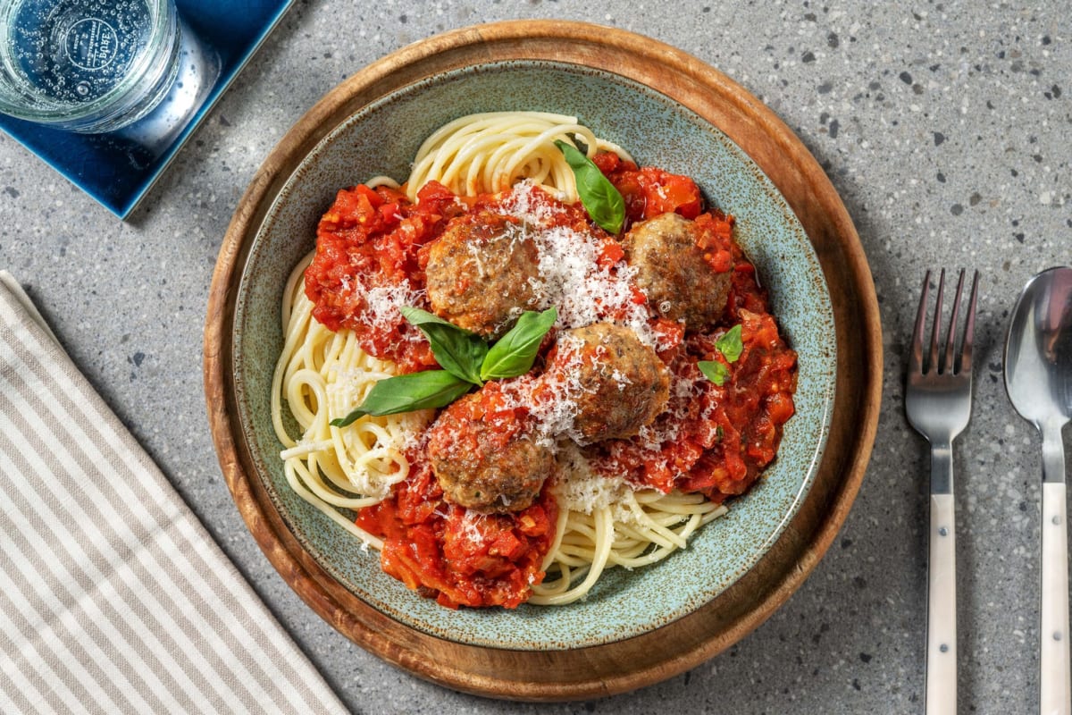 Spaghetti aux boulettes de viande - 5 ingredients 15 minutes