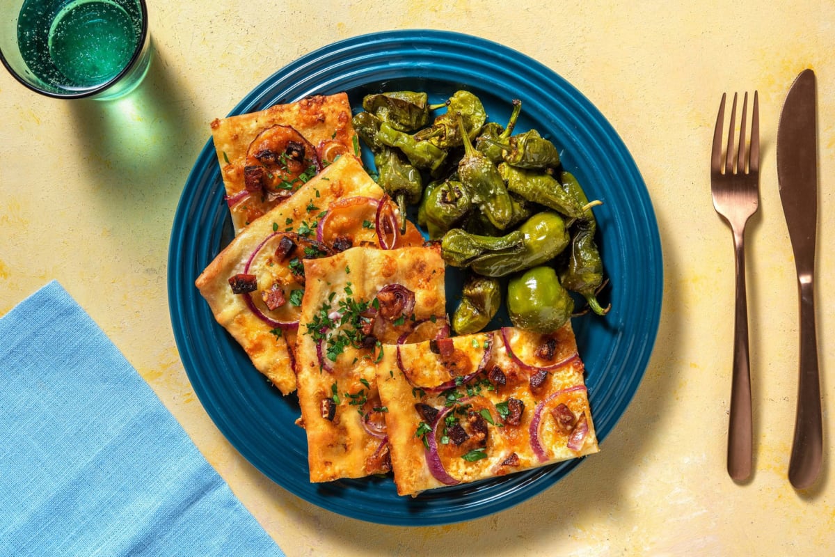 Spanish-Style Flammkuchen mit Chorizo