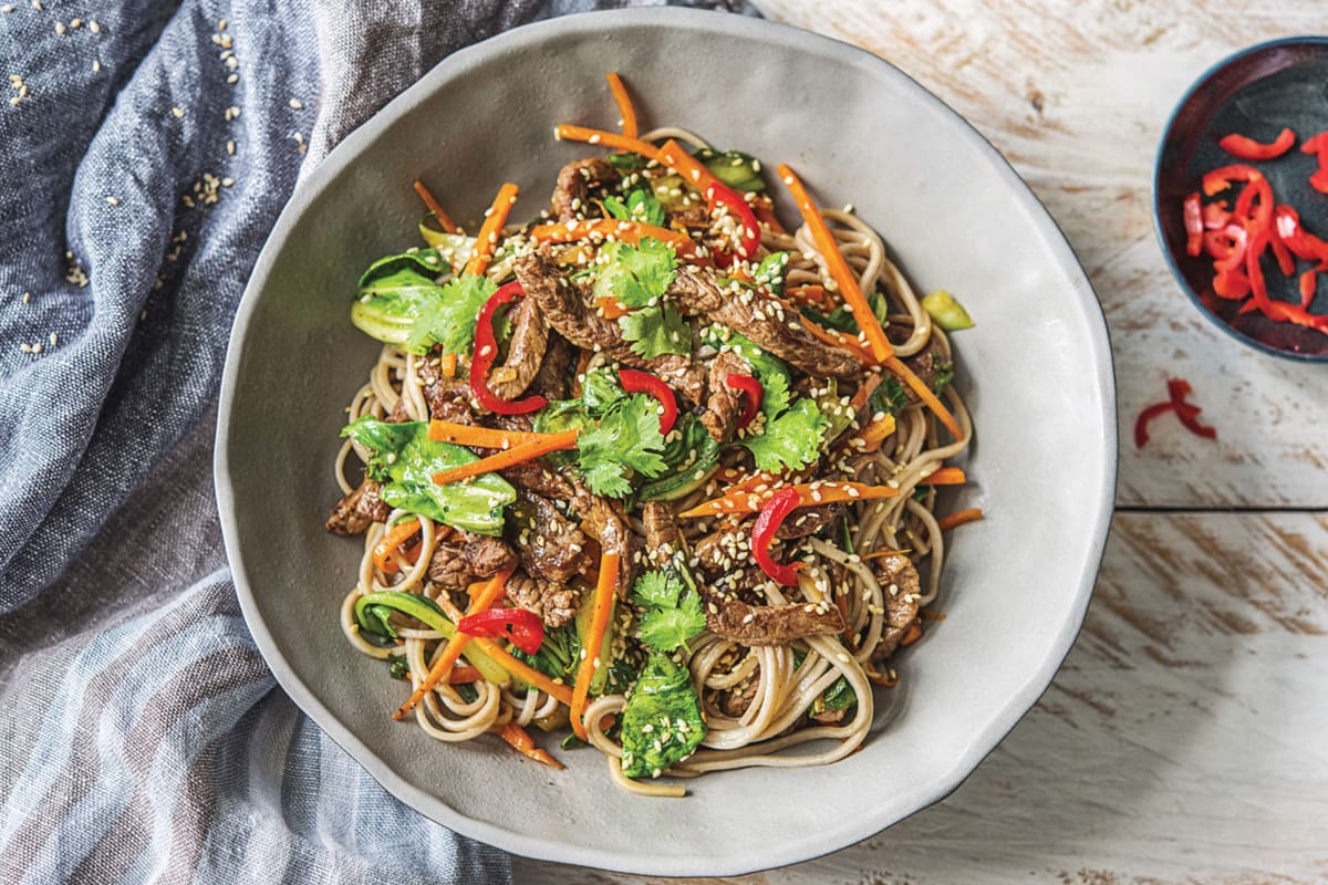 Speedy Asian Beef & Soba Noodles